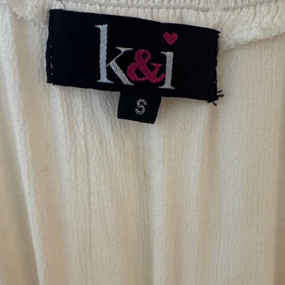 K&I White Beach Tunic / Dress with Gold Sequin Floral Accents - Picture 4 of 5